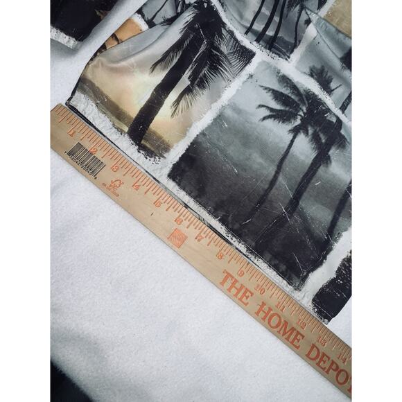 L No Bad Days Cargo Swim Trunks Orange Beige Brown Tropical Print Mens READ - Picture 10 of 11